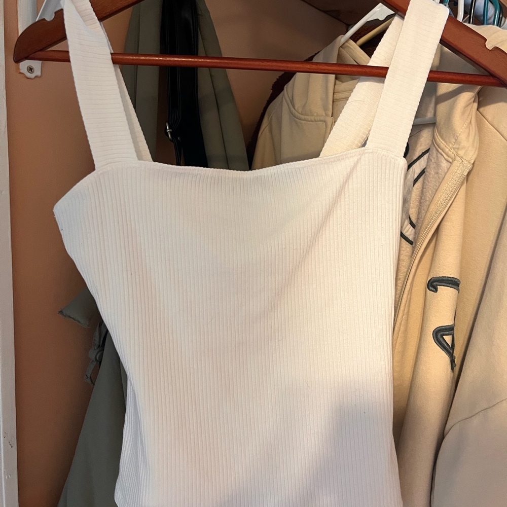 White reformation Ribbed square beck Top